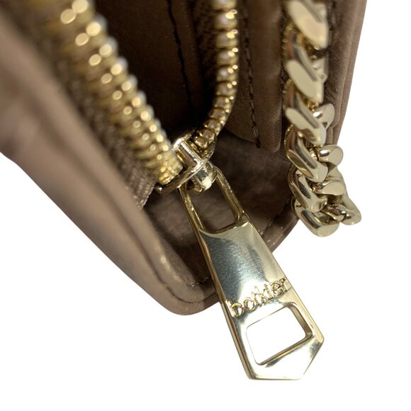 Botkier NY Taupe Leather Chevron Quilted Crossbody Wallet Gold Chain Strap - Picture 11 of 16